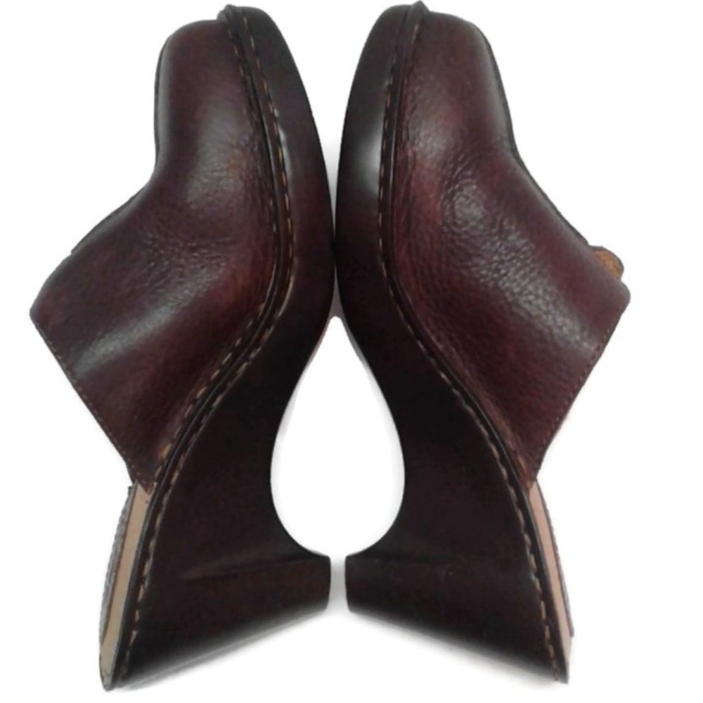Born US 7 Clogs EU 40.5 Slip On Mules W8173 shoes Brown Leather - Picture 4 of 8
